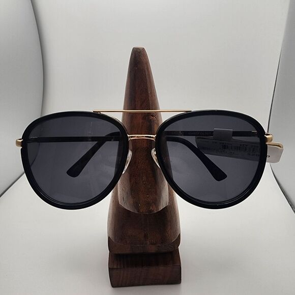 NWT Ophelia Roe Black & Gold Aviator Sunglasses - Picture 1 of 8